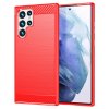 Samsung Galaxy S22 Ultra Skal Borstad Kolfibertextur Röd