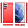 Samsung Galaxy S22 Ultra Skal Borstad Kolfibertextur Röd