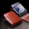 Samsung Galaxy Z Flip 6/Flip 7 FE Etui Ekte Skinn med Flipp Brun