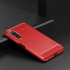 Sony Xperia 10 V Deksel Børstet Karbonfibertekstur Rød