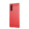 Sony Xperia 5 Deksel Børstet Karbonfibertekstur Rød