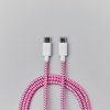 USB-C till USB-C Kabel 1m Braided Rosa/Hvit