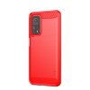 Xiaomi Mi 10T/10T Pro Deksel Børstet Karbonfibertekstur Rød