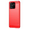 Xiaomi Redmi 10C Deksel Børstet Karbonfibertekstur Rød