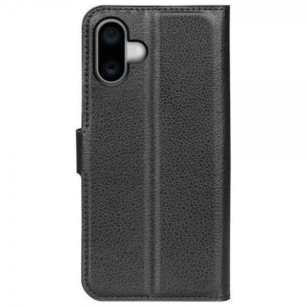 iPhone 16 Etui Litchi Svart