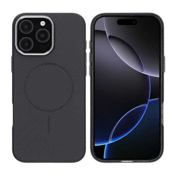 iPhone 16 Pro Max Deksel Karbonfibermønster MagSafe Svart