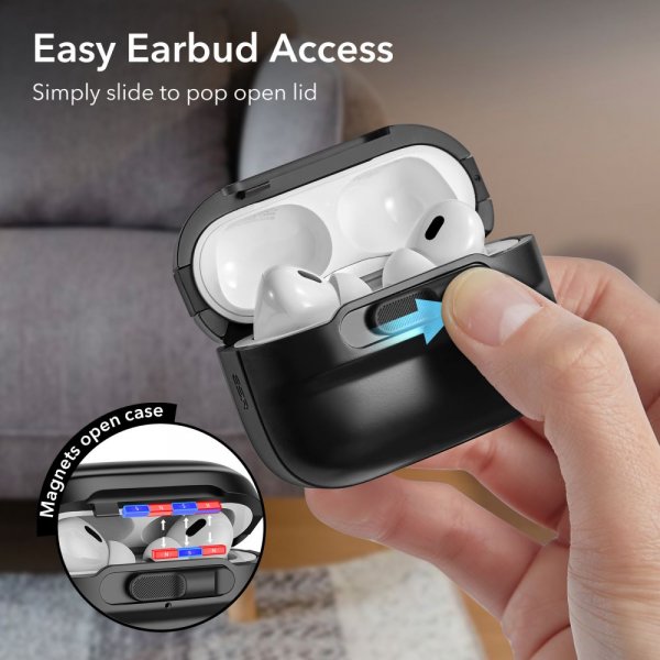 AirPods Pro/AirPods Pro 2 Deksel Pulse FlickLock HaloLock Svart