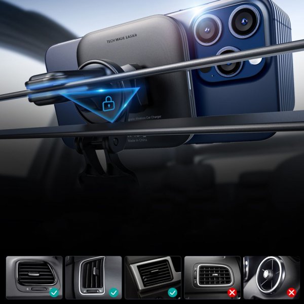 Mobilholder til bil Qi2 Wireless Car Charger CryoBoost HaloLock Svart