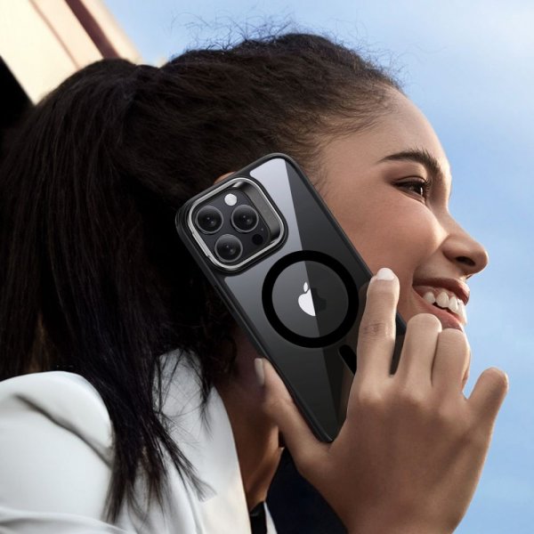 iPhone 16 Pro Deksel og Skjermbeskytter Classic Hybrid Kickstand MagSafe Set Transparent