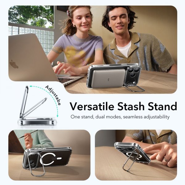 iPhone 17 Pro Deksel Classic Hybrid Kickstand MagSafe Transparent