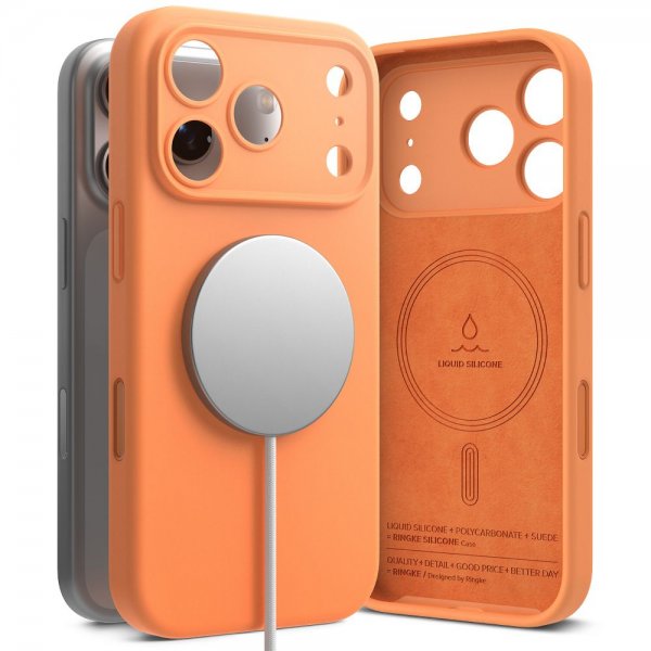 iPhone 17 Pro Max Deksel Silicone Magnetic Tangerine