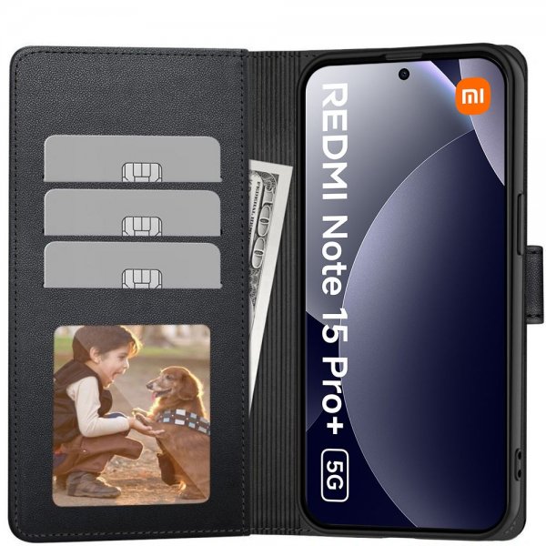 Xiaomi Redmi Note 15 Pro+ 5G Etui Wallet Svart