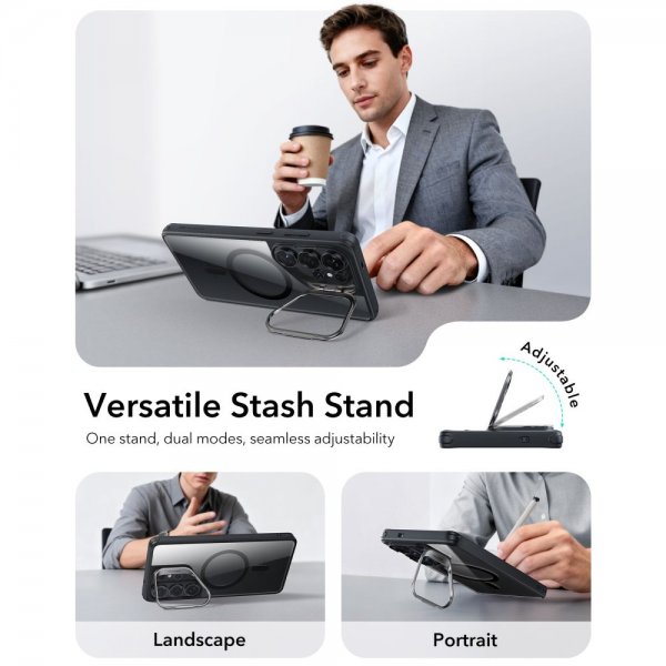 Samsung Galaxy S26 Ultra Deksel Classic Hybrid Kickstand MagSafe Svart Transparent