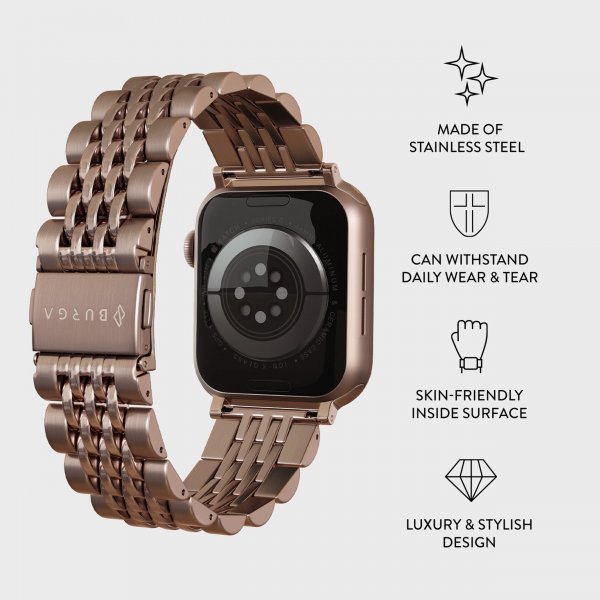 Apple Watch 44/45/46mm/Ultra 49mm Armbånd Metal Rosegull