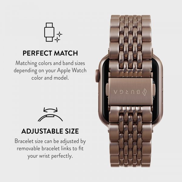 Apple Watch 44/45/46mm/Ultra 49mm Armbånd Metal Rosegull