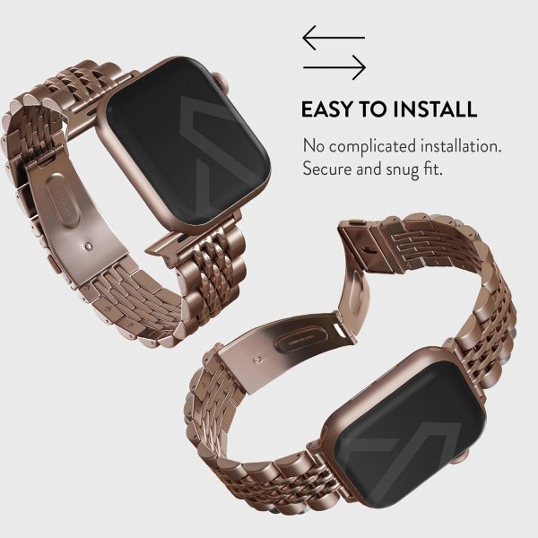 Apple Watch 44/45/46mm/Ultra 49mm Armbånd Metal Rosegull