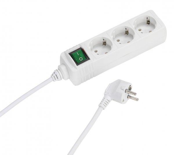 3-vegs forgrening med bryter 3m Hvit