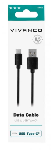 Kabel Data Cable USB-A/USB-C 0.5m Svart