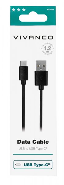 Kabel Data Cable USB-A/USB-C 1.2m Svart