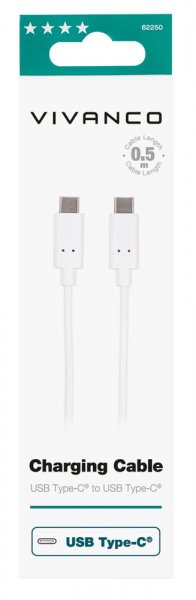 Kabel Charging Cable USB-C/USB-C 2.0 0.5m Hvit
