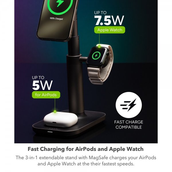 Trådløs lader 3-in-1 Extendable Stand MagSafe