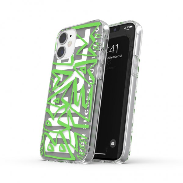 iPhone 12 Mini Deksel Snap Case Clear AOP Black/Green