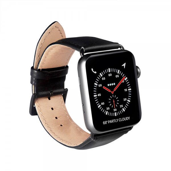 Apple Watch 44/45/46mm/Apple Watch Ultra Armbånd Ekte Skinn Svart