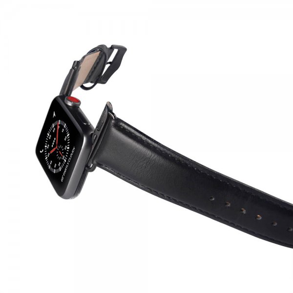 Apple Watch 44/45/46mm/Apple Watch Ultra Armbånd Ekte Skinn Svart