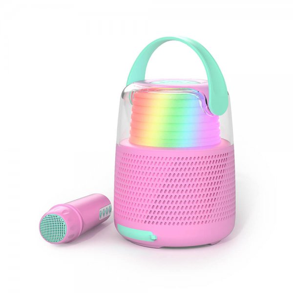 Høyttaler Karaoke Kit LED Rosa