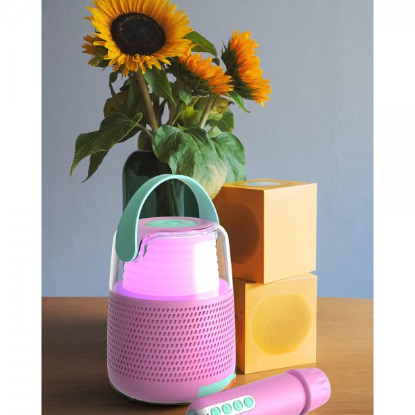 Høyttaler Karaoke Kit LED Rosa