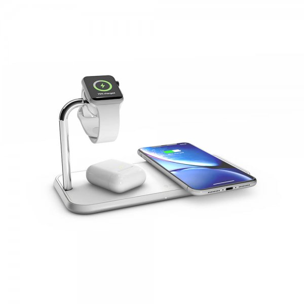 Dual+Watch Aluminium Trådløs Charger Hvit