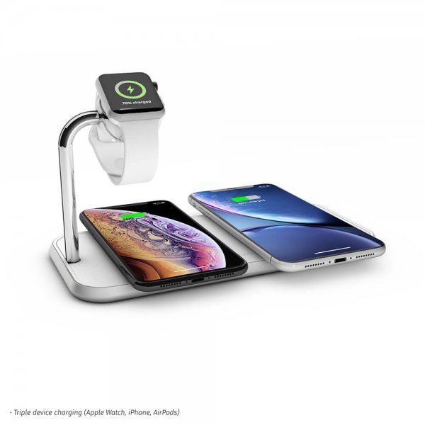 Dual+Watch Aluminium Trådløs Charger Hvit