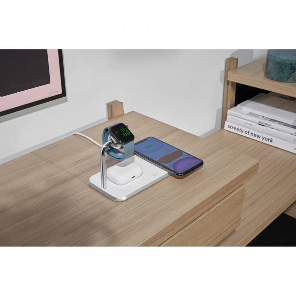 Dual+Watch Aluminium Trådløs Charger Hvit