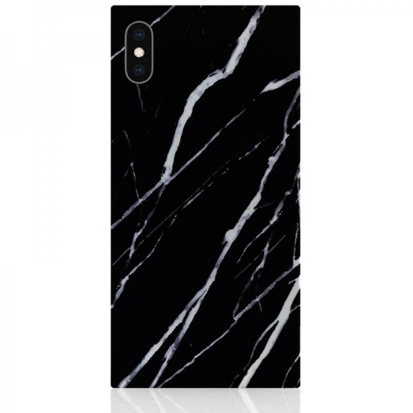 iPhone Xs Max Deksel Square Case Marble Svart