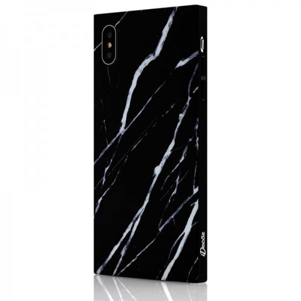iPhone Xs Max Deksel Square Case Marble Svart