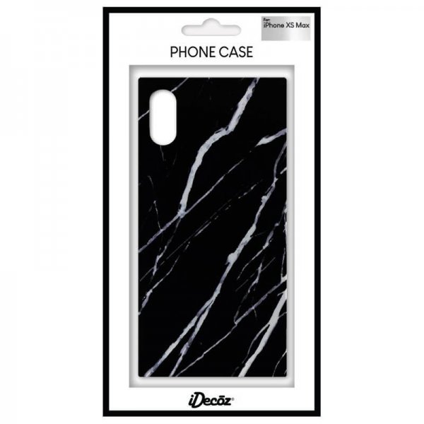 iPhone Xs Max Deksel Square Case Marble Svart