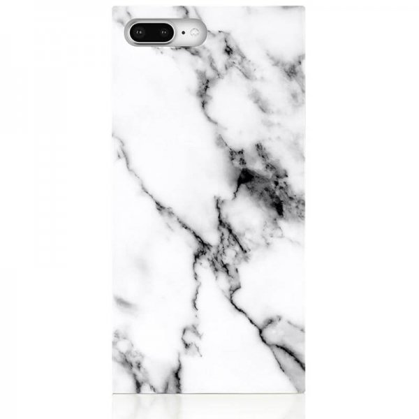iPhone 7 Plus/iPhone 8 Plus Deksel Square Case Marble Hvit