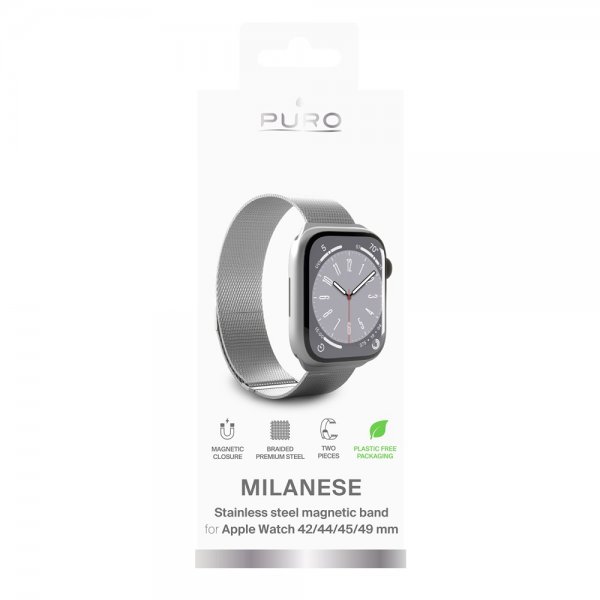 Apple Watch 44/45/46mm/Apple Watch Ultra Armbånd Milanese Sølv