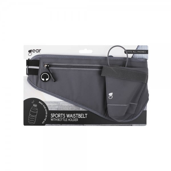 Sport Midjebelte Premium 6" Grå Lomme for Mobil og Vannflaske