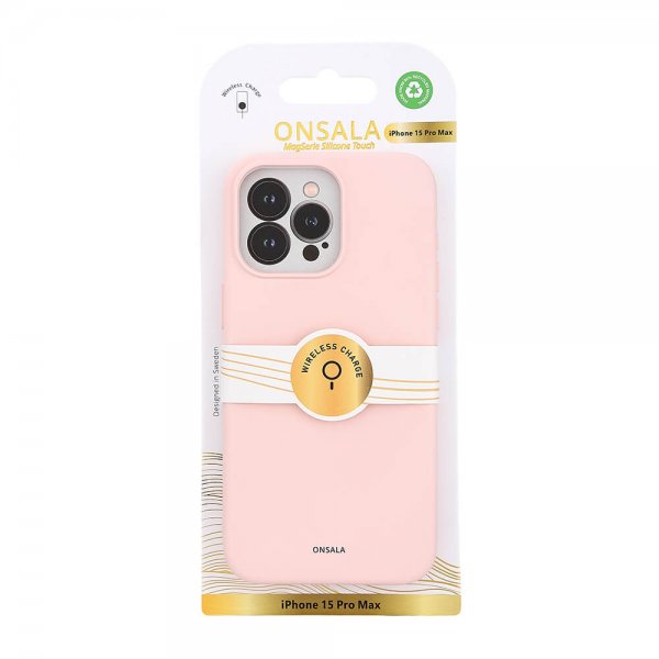 iPhone 15 Pro Max Deksel Silicone Touch MagSeries Chalk Pink