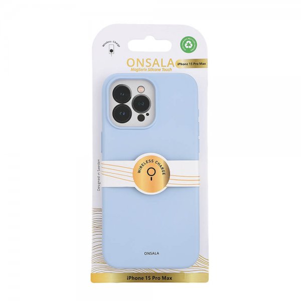iPhone 15 Pro Max Deksel Silicone Touch MagSeries Lyseblå