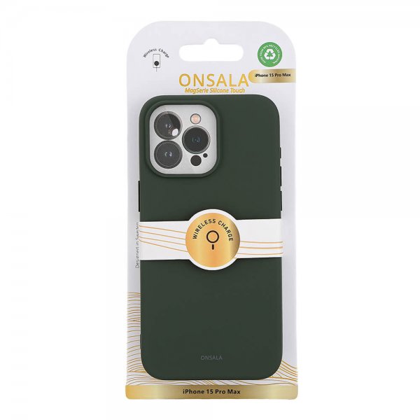 iPhone 15 Pro Max Deksel Silicone Touch MagSeries Olive Green