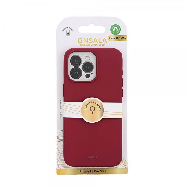 iPhone 15 Pro Max Deksel Silicone Touch MagSeries Deep Red