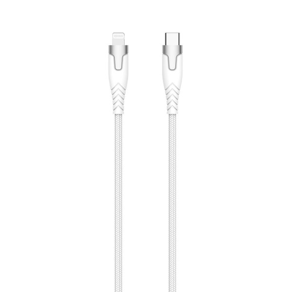 Kabel Kevlar USB-C /Lightning 1.5m Hvit