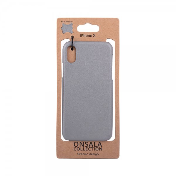 iPhone X/Xs Deksel Ekte Skinn Grå