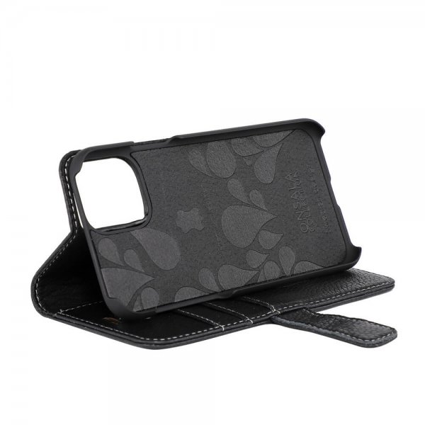 iPhone 11 Pro Max Etui Ekte Skinn Svart
