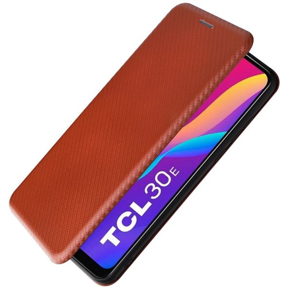 TCL 30E/30 SE/305/306 Etui Karbonfibertekstur Brun