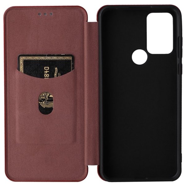 TCL 30E/30 SE/305/306 Etui Karbonfibertekstur Brun