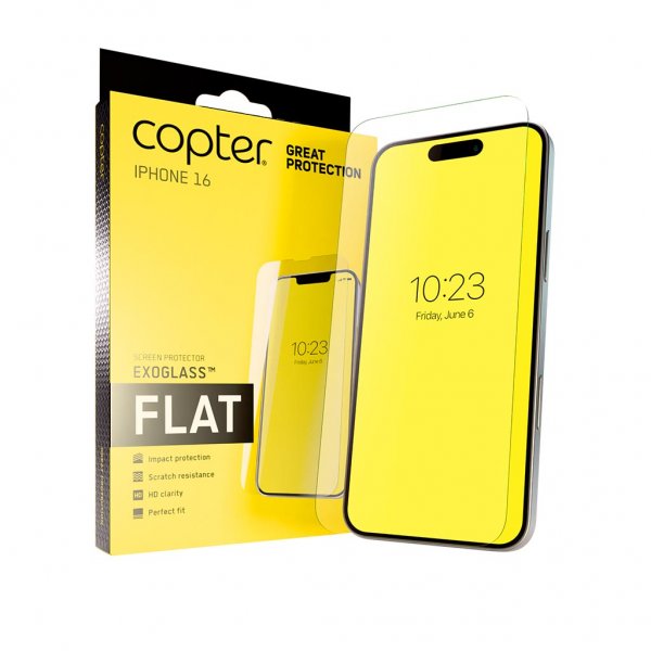 iPhone 16 Skjermbeskytter Exoglass Flat