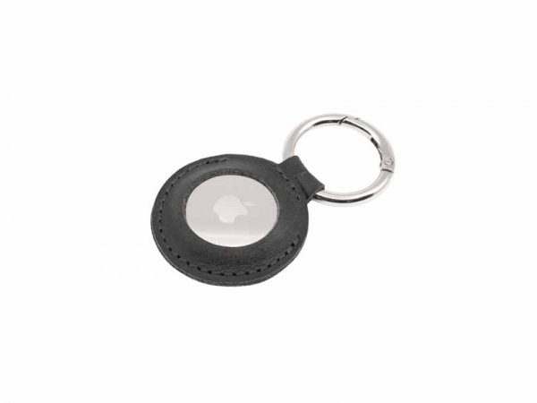 Apple AirTag Holder Real Leather Keychain Case Svart